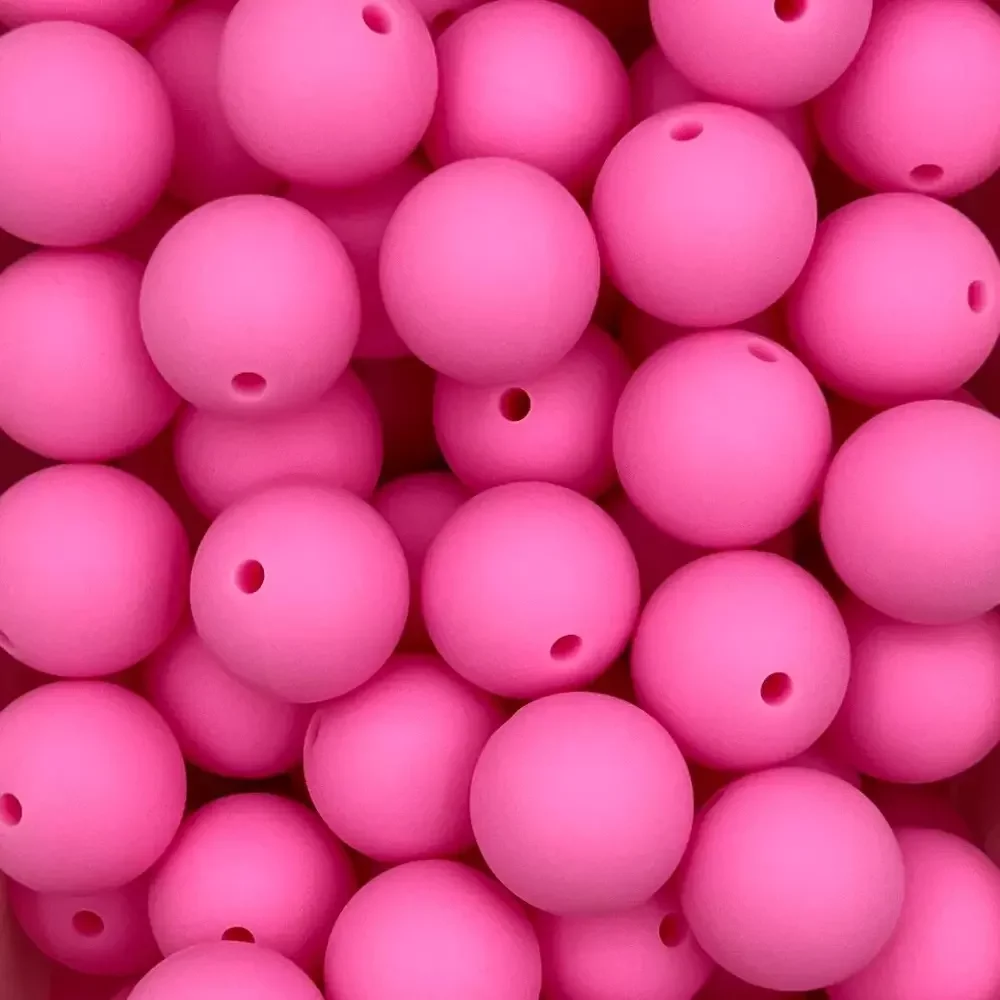 Silikonihelmi, pyöreä 15mm pinkki