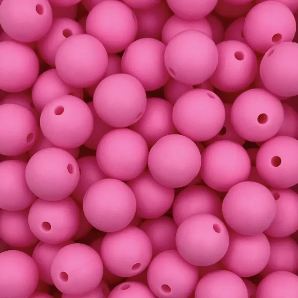 Silikonihelmi, pyöreä 12mm pinkki