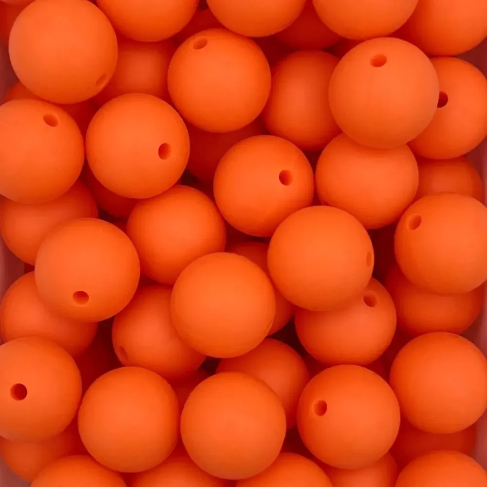 Silikonihelmi, pyöreä 15mm oranssi