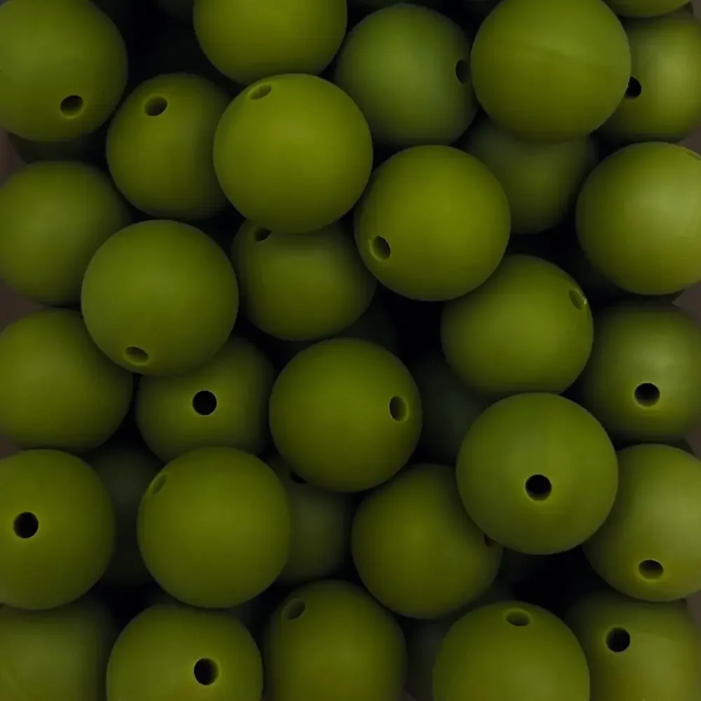 Silikonihelmi, pyöreä 15mm oliivi