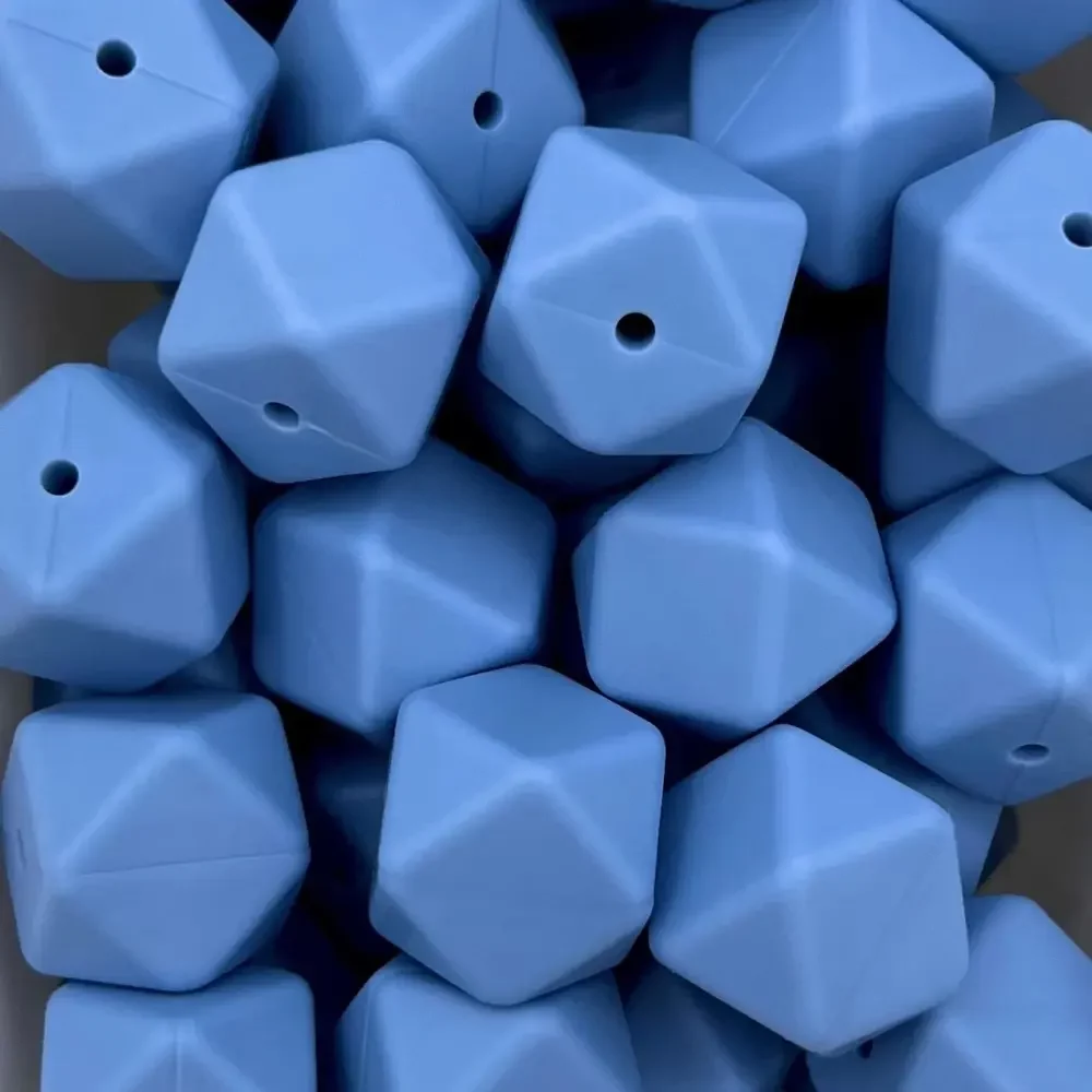 Silikonihelmi, hexagon 17mm puuterisininen