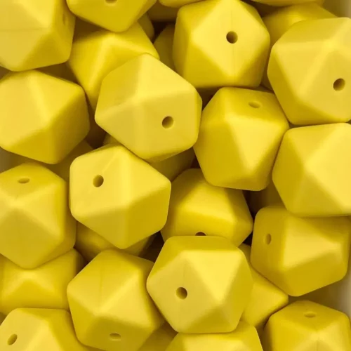 Silikonihelmi, hexagon 17mm esikonkeltainen