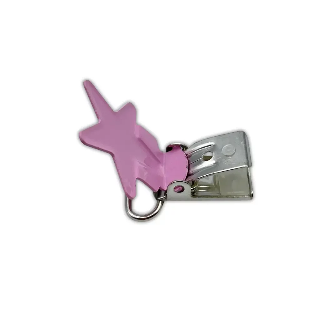 Metalliklipsi 20mm, tähti vaaleanpunainen