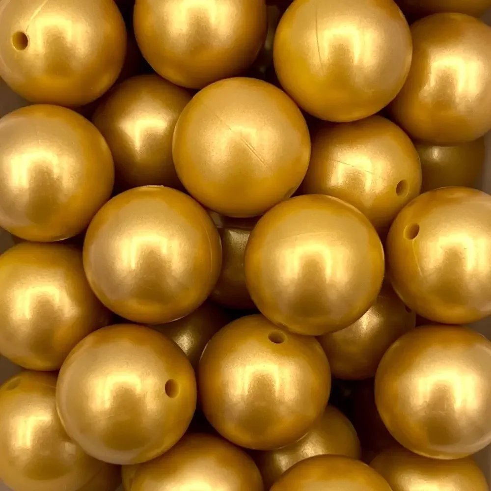 Silikonihelmi, pyöreä 19 mm pinnoitettu kulta
