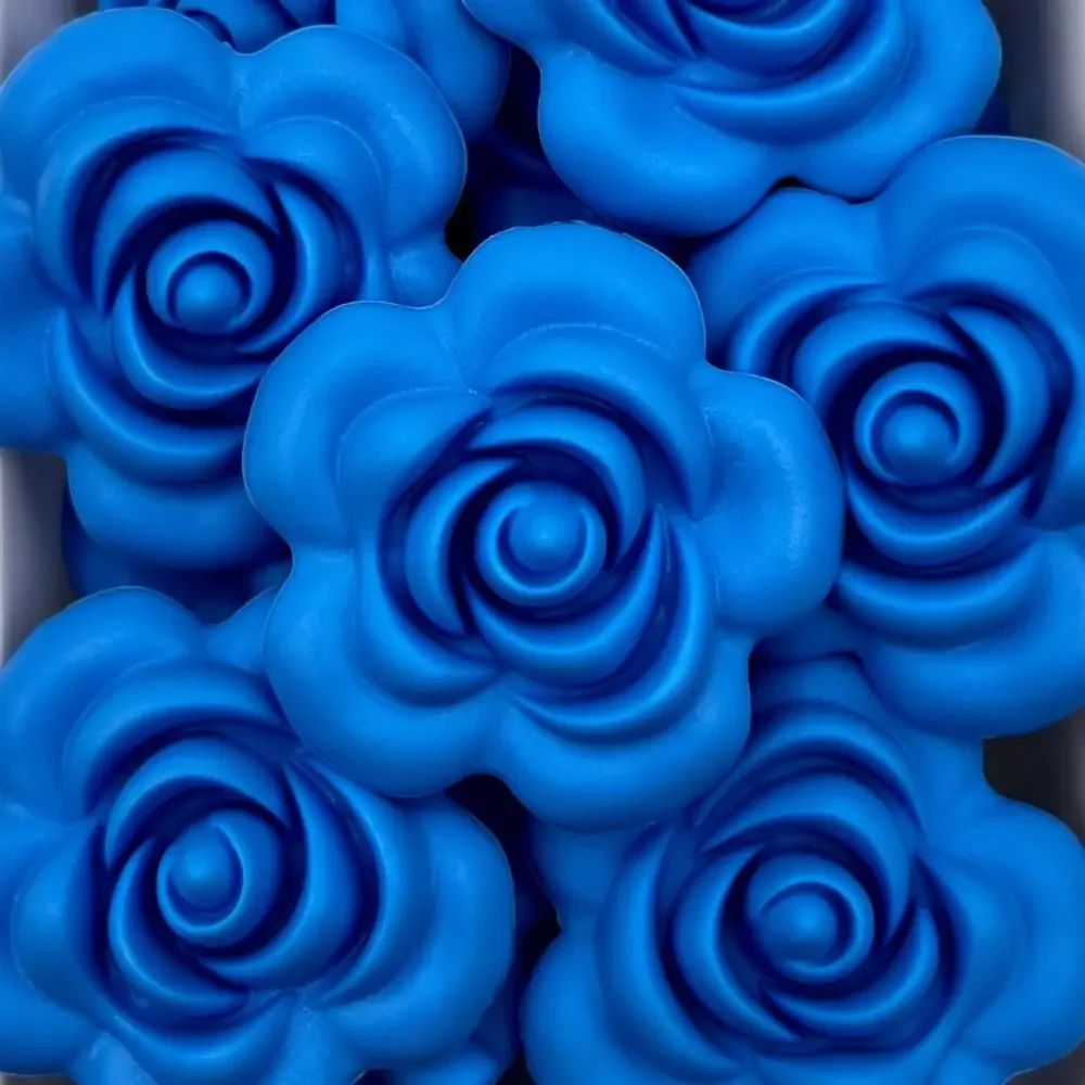 Silikonihelmi, kukka 40mm sininen