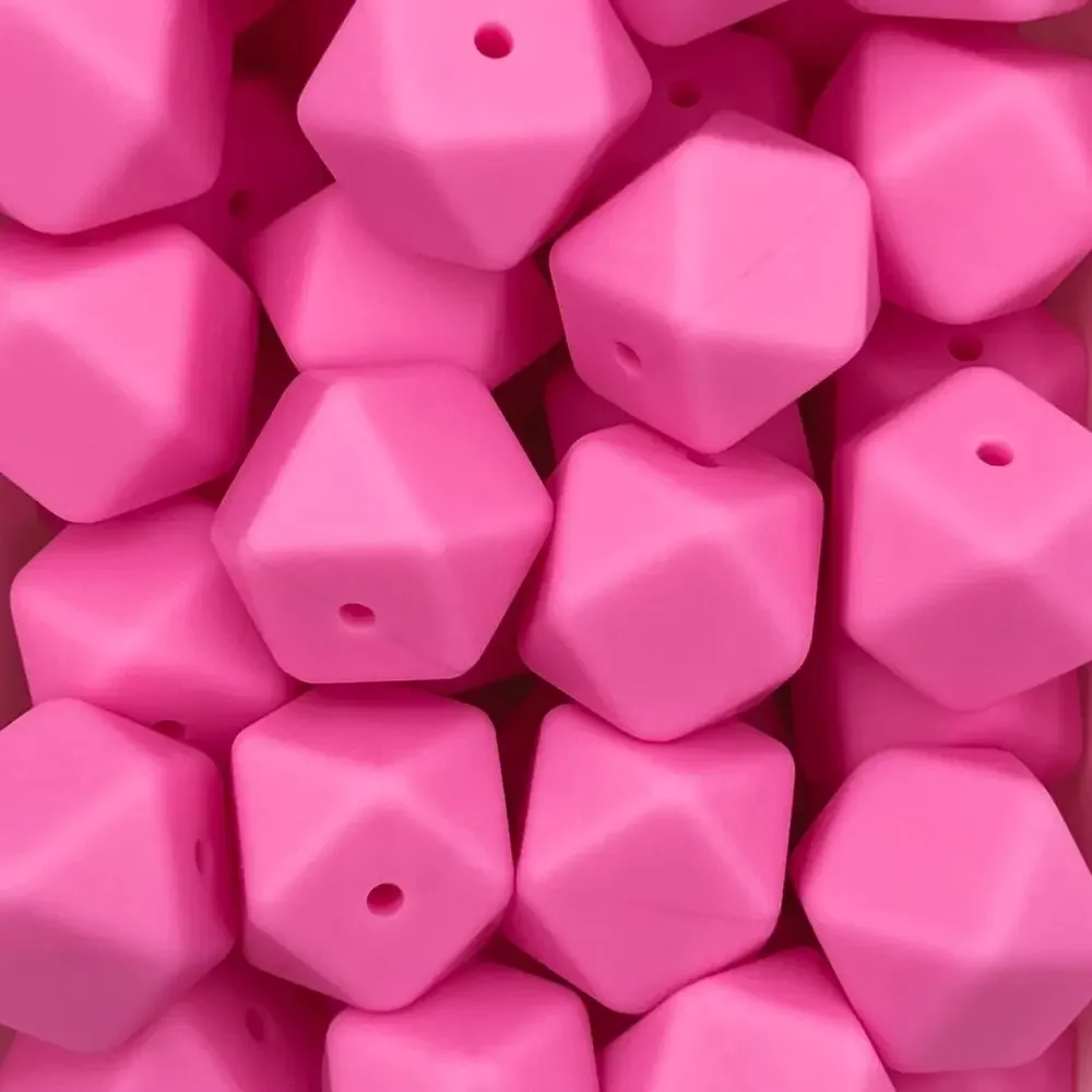 Silikonihelmi, hexagon 17mm pinkki