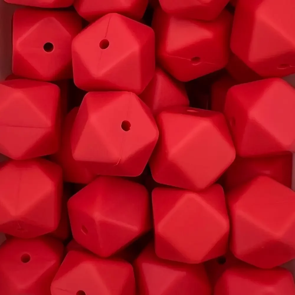 Silikonihelmi, hexagon 17mm punainen