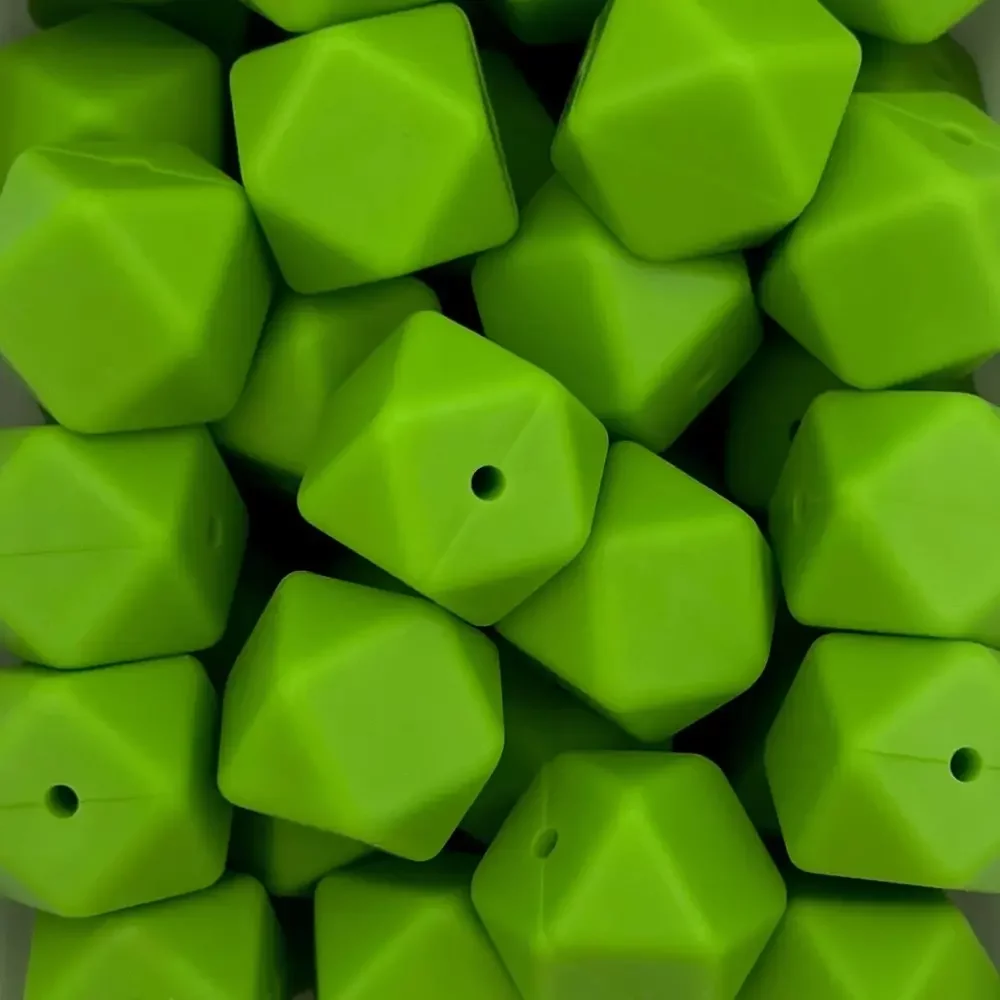 Silikonihelmi, hexagon 17mm lime