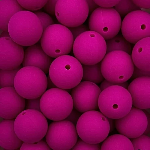Silikonihelmi, pyöreä 15mm fuksia