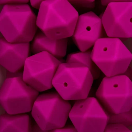 Silikonihelmi, hexagon 17mm fuksia