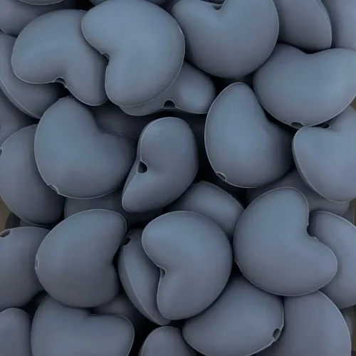 Silikonihelmi, sydän 20mm harmaa