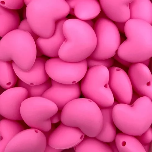 Silikonihelmi, sydän 20mm pinkki