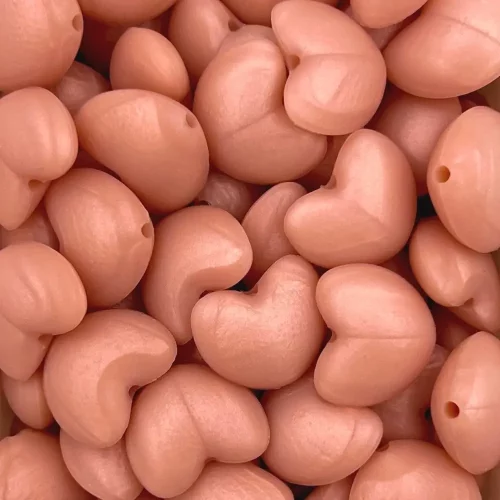 Silikonihelmi, sydän 20mm vaalea ruusukulta