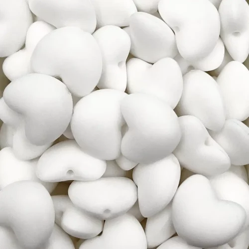 Silikonihelmi, sydän 20mm valkoinen