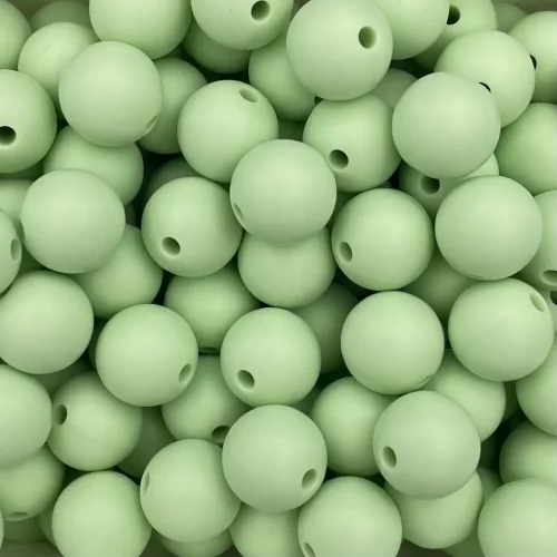 Silikonihelmi, pyöreä 12mm puuterivihreä