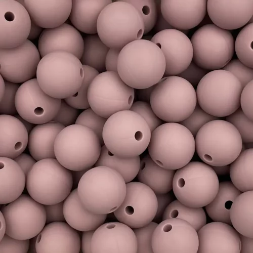 Silikonihelmi, pyöreä 12mm sumuinen roosa