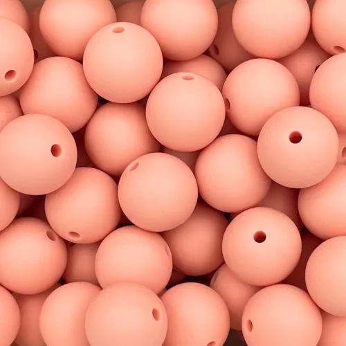 Silikonihelmi, pyöreä 15mm persikan pinkki