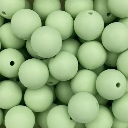 Silikonihelmi, pyöreä 15mm puuterivihreä