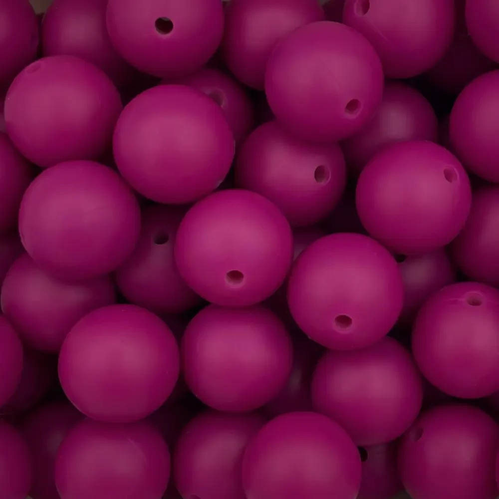 Silikonihelmi, pyöreä 15mm tumma vadelma