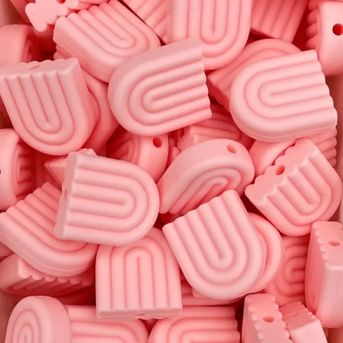 Silikonihelmi, kaari 19mm vaaleanpunainen