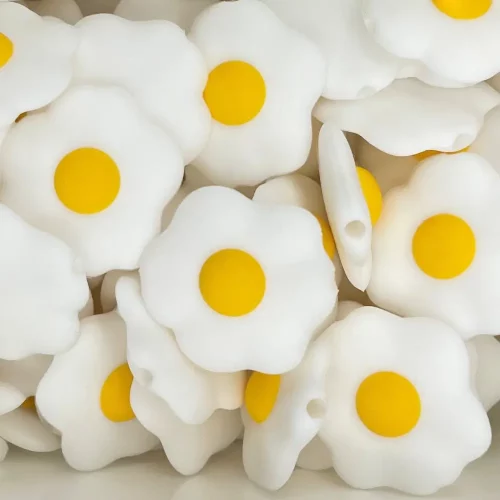 Silikonihelmi, paistettu kananmuna 24mm