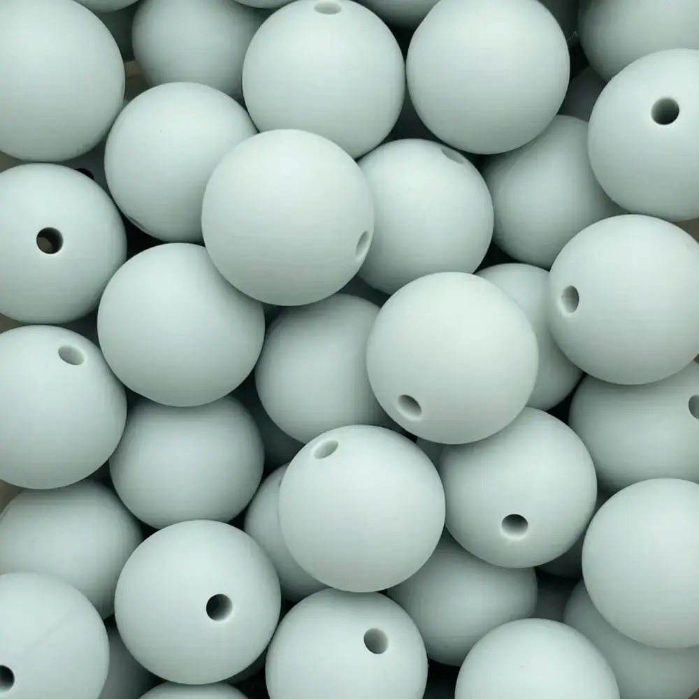 Silikonihelmi pyöreä 15mm vaalea vedenvihreä