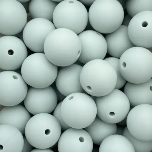 Silikonihelmi pyöreä 15mm vaalea vedenvihreä